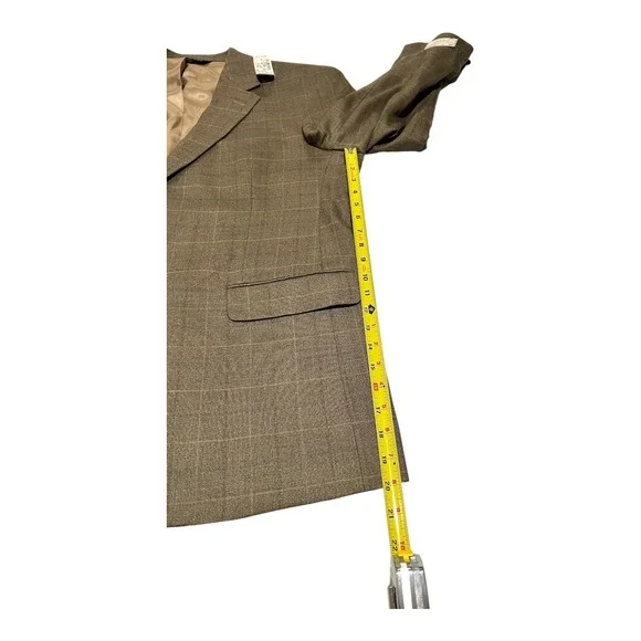 NWT Jos. A. Bank‎ Men's 46R Brown Silk Wool Plaid 2-Button Executive Jacket